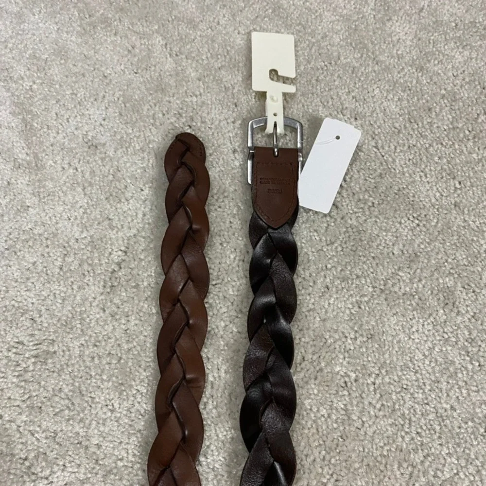 Brooks Brothers Belt Mens 36 Red Fleece Chunky Braided Leather Brown Preppy